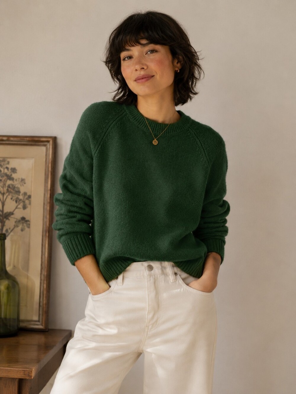 Reitmans Crew Neck Knit Sweater – Forest Green Large
